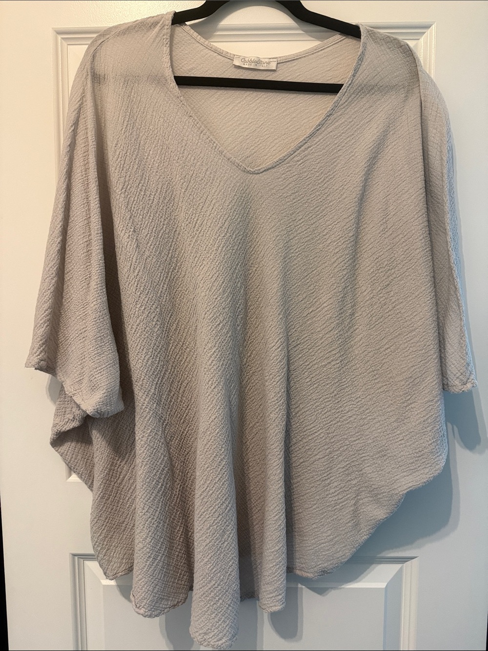 CobbleStone Light Gray V-Neck Textured Women's Tunic